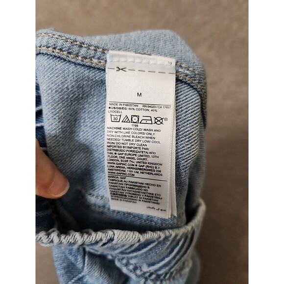 Gap SuperSoft Pull On Barrel Leg Jeans Womens M Blue Light Wash Drawstring - Picture 10 of 11